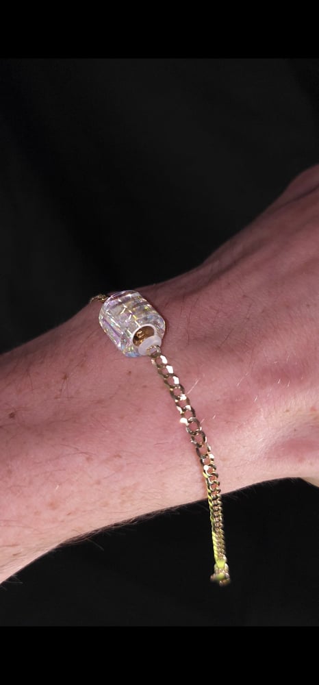 Image of Prismatic bead set with 14k Curb chain