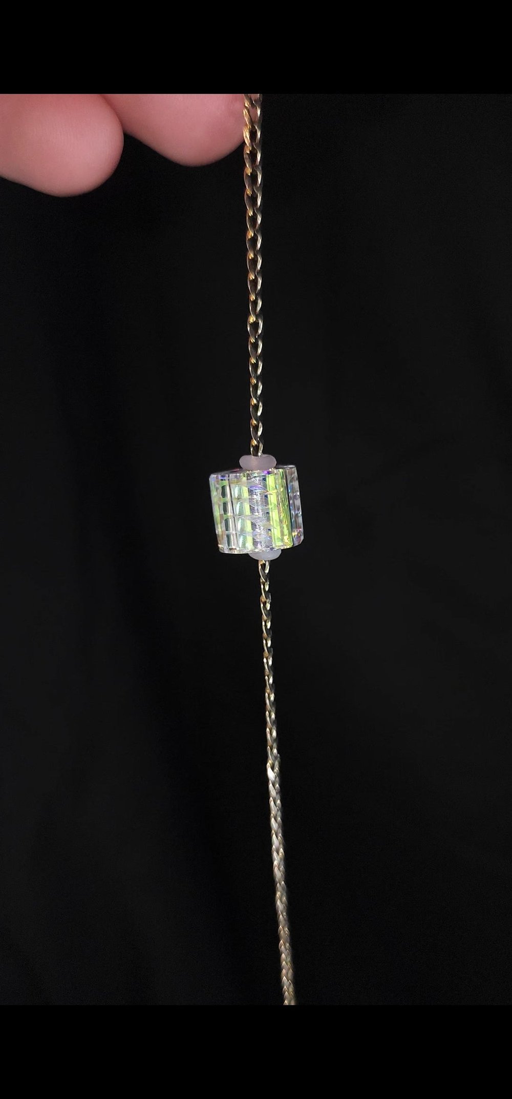 Image of Prismatic bead set with 14k Curb chain