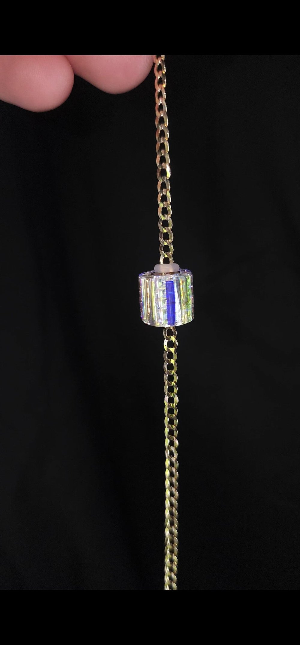 Image of Prismatic bead set with 14k Curb chain
