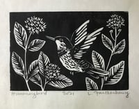 Image 2 of Hummingbird Linocut Original Art Print