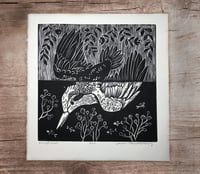 Image 2 of Kingfisher Linocut Block Print