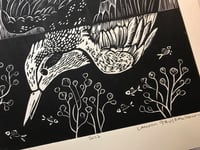 Image 3 of Kingfisher Linocut Block Print