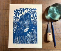Image 4 of Diving Loon Linocut Block Print