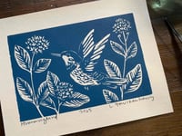 Image 6 of Hummingbird Linocut Original Art Print