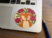 Image 2 of Floral Fox Vinyl Sticker, 3-inch