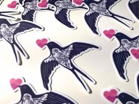 Image 1 of Cute Vinyl Sticker with Swallow, Small die-cut Bird Sticker Decal