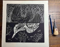 Image 7 of Kingfisher Linocut Block Print