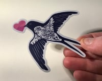 Image 2 of Cute Vinyl Sticker with Swallow, Small die-cut Bird Sticker Decal