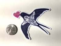 Image 3 of Cute Vinyl Sticker with Swallow, Small die-cut Bird Sticker Decal