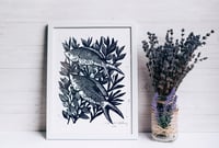 Image 7 of "Aquatic," Lino Cut Print with Fish