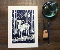 Image 1 of "Autumn Fawn" Linocut Block Print 