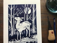 Image 2 of "Autumn Fawn" Linocut Block Print 