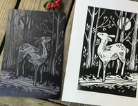 Image 5 of "Autumn Fawn" Linocut Block Print 