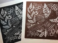 Image 3 of Magpie Linocut Block Print