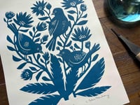 Image 3 of Garden Birds Linocut Print