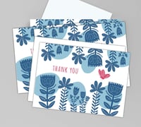 Image 1 of Thank You Card Set with Folk Art Flowers