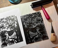 Image 3 of Wren in the Pines Linocut Block Print
