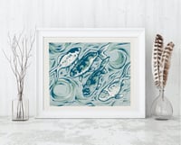 Image 1 of SPECIAL EDITION Lino cut Print with Fish