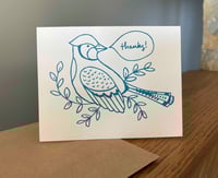 Image 2 of Pack of 6 Letterpress Thank You Cards with Birds, Handmade Stationery, Gift for Bird Lover