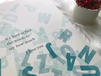 Image 3 of "Hard to Find the Words" Letterpress Print, First Anniversary Gift