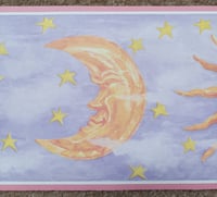 Image 5 of 1990s Vintage Brewster Wallpaper Border Rolls - Sun Moon Stars Celestial Starry Sky - (Set of 2)