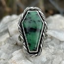Image 1 of Ruby Zoisite Handmade Sterling Coffin Ring