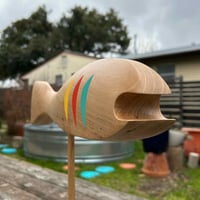 Image 1 of Midcentury Style Abstract Fish Sculpture in Pecan with Accent Colors. 