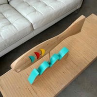 Image 2 of Midcentury Style Abstract Fish Sculpture in Pecan with Accent Colors. 