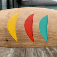 Image 5 of Midcentury Style Abstract Fish Sculpture in Pecan with Accent Colors. 