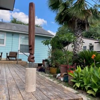 Image 3 of Tall Walnut Tiki with Concrete Base
