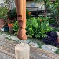Image 4 of Tall Walnut Tiki with Concrete Base