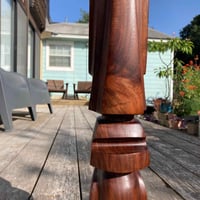 Image 2 of Midcentury-Style Walnut Moai Tiki Sculpture With Concrete Base