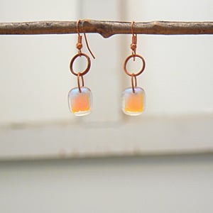 Image of Purple/pink/salmon dichroic glass earrings