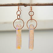 Image of Pink/orange/violet/silver dichroic glass earrings