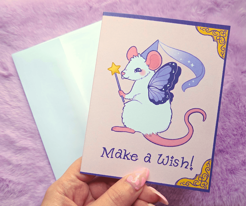 Image of Make a Wish! Fairy Mouse Birthday Card 🐭✨
