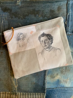 Image of portrait sketch collage pouch