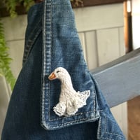 Image 2 of Goose Hand Stitched Brooch
