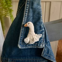 Image 1 of Goose Hand Stitched Brooch