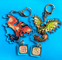 Image 1 of Rathalos and Rathian Double Sided Connected Charm