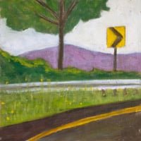 Image 1 of Highway View, 2025. Oil on linen. 12 x 12 inches (with frame).