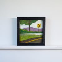 Image 2 of Highway View, 2025. Oil on linen. 12 x 12 inches (with frame).