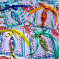 Image 2 of Handmade Glass Seed Bead Bag Charms - Lobster or fish