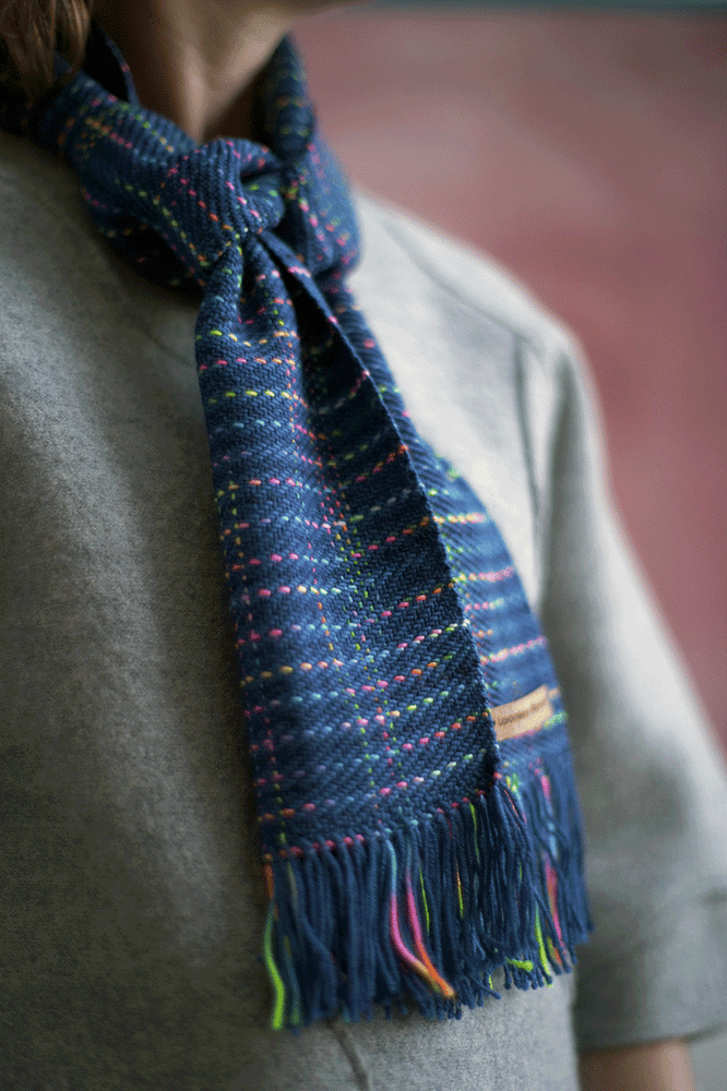 Image of Navy & neon fleck Skinny Scarf