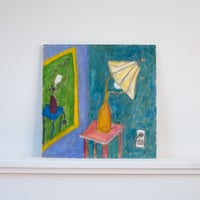 Image 2 of Starvation Observed, 2025. Oil on linen. 12 x 12 inches (framed).