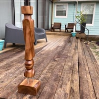Image 2 of Moai Walnut Tiki Sculpture with Matching Base