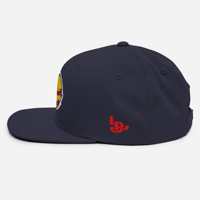 Image 4 of Basketball Snapback Hat - Navy/Red/Gold