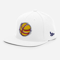 Image 2 of Basketball Snapback Hat - Navy/Red/Gold