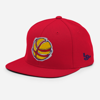 Image 1 of Basketball Snapback Hat - Navy/Red/Gold