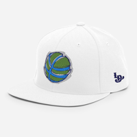 Image 5 of Basketball Snapback Hat - Navy/Royal/Green