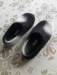 Image 2 of BLACK COWHIDE felted wool slippers